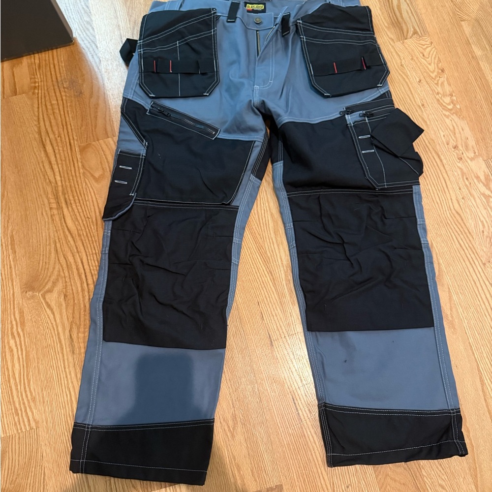 Black and Gray Cargo Pants with Technical Design